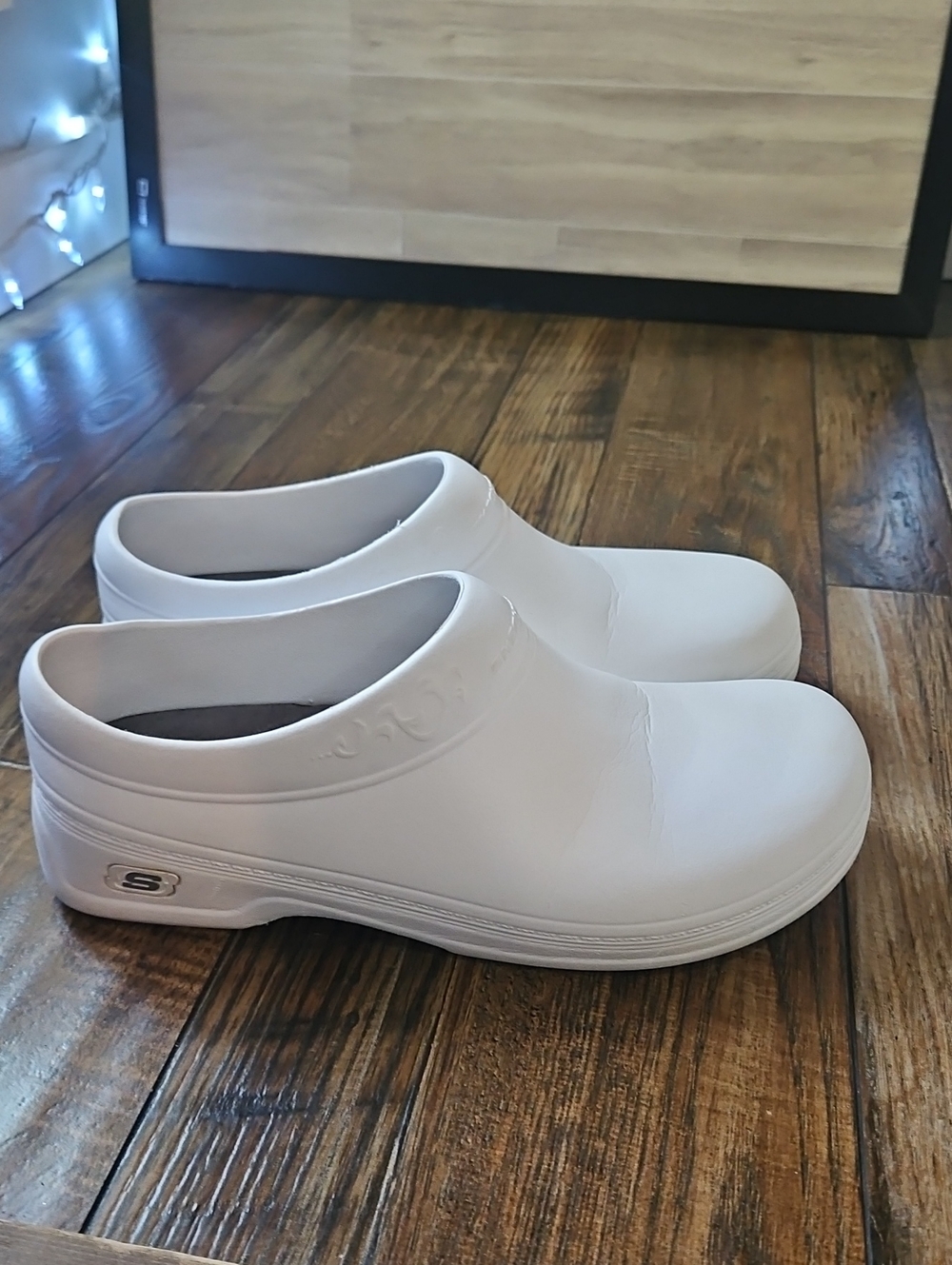 Skechers White Slip-On Work Clog
